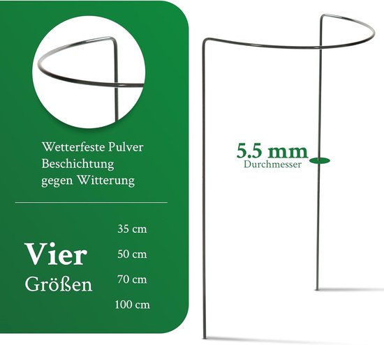 FAIHTS 6 x plantensteun, halfrond, rankengewas, plantensteun