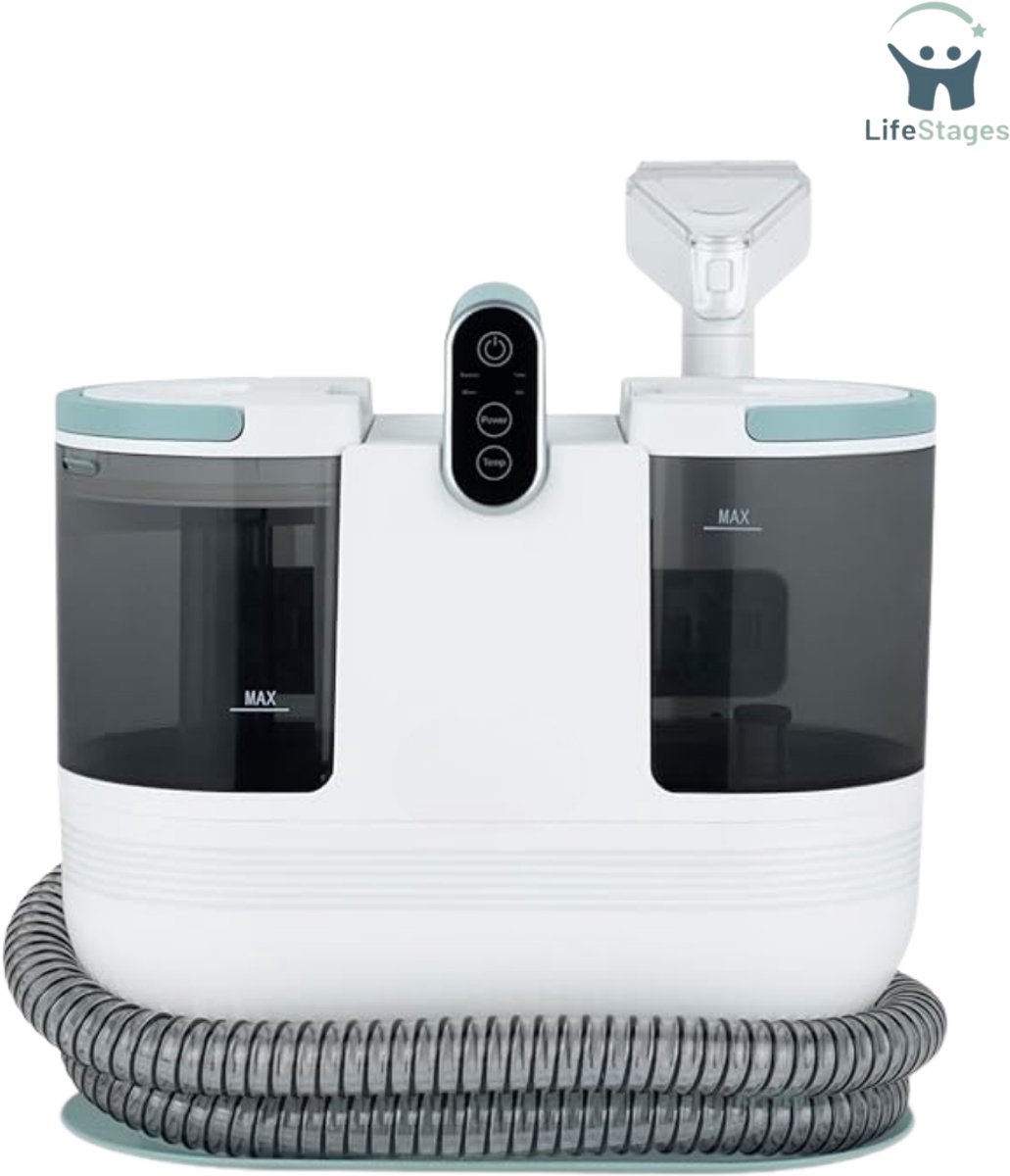 LifeStages - Stofzuiger - Hand Textielreiniger - Waszuigers - Tapijtreinigers - Meubelreinigers - Afneembare Dubbele Watertank Van 1600 ML En 950 ML - Watertoevoer 250 ML/Min - Temperatuur Tot 60 °C