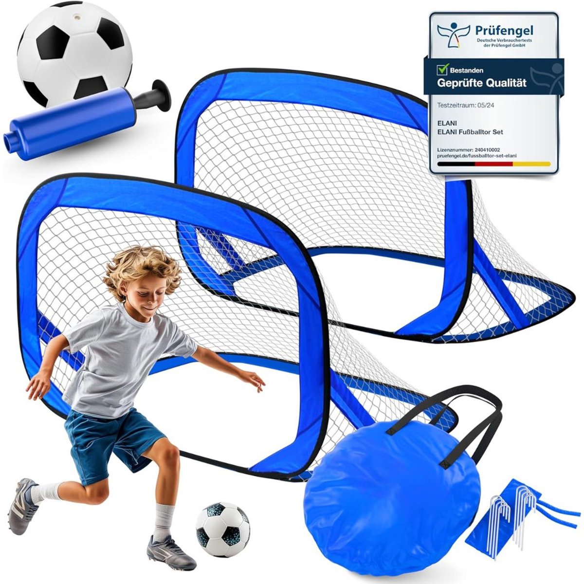 Voetbaldoeltjes Set van 2 - Voetbal Spullen Kinderen - Blauw en Zwart