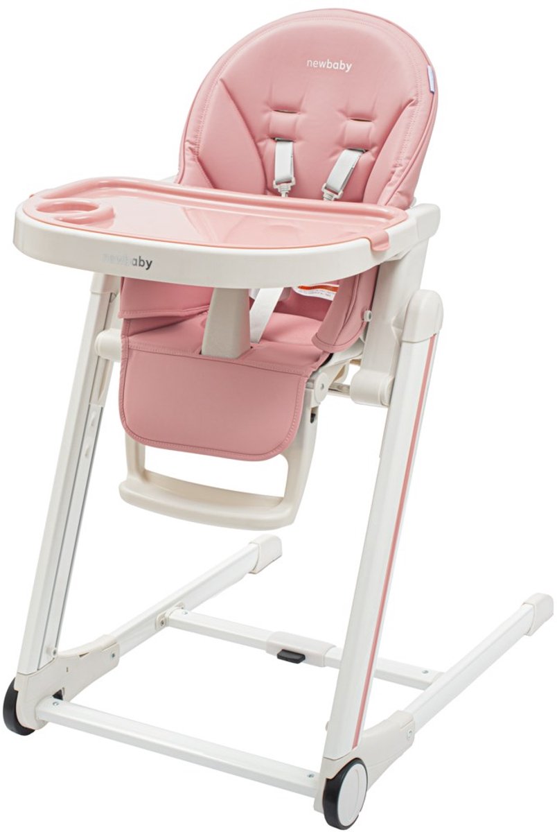 New Baby - Eetkamerstoel - Muka roze kunstleer met verstelbare rugleuning - kinderstoel - eetstoel - babystoel - vlekbestendig - hoogslaper