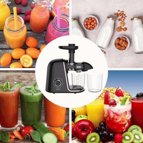 Klausberg Slow Juicer KB-7866 - 150W - Cold Press - Stille Juicer - Groenten en Fruitpers - Met Pulpreservoir - Zwart met Zilveren Accenten van Klausberg — afbeelding 4