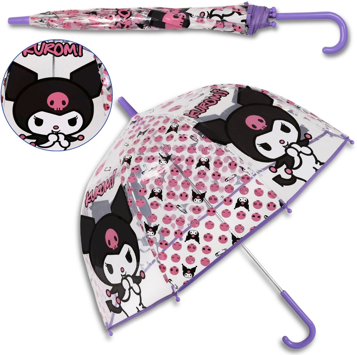 Hello Kitty Kuromi Transparante AUTOMATISCHE paraplu, opvouwbare paraplu voor meisjes
