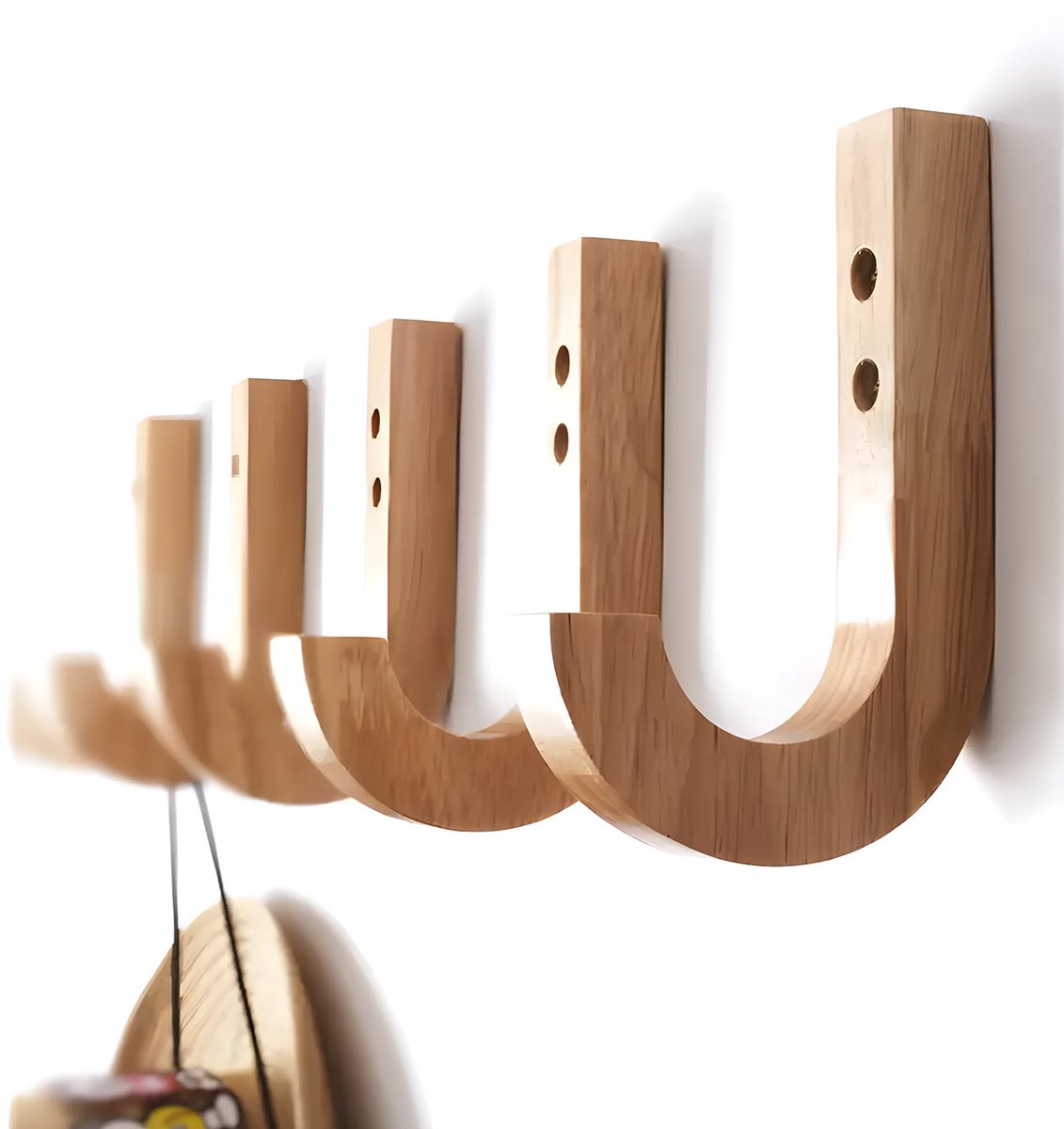 Houten wandhaak (J-vorm, 1,8x1,8x12,5 cm, rubberhout)