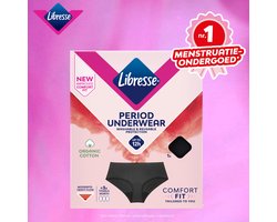 Libresse Menstruatie Ondergoed Wasbaar - zwart biologisch katoen - Extra Small