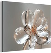 Aluminium schilderij 160x120 cm - Wanddecoratie metaal - Bloem - Glazen - Doorzichtig - Metalen muurdecoratie woonkamer - Decoratie industrieel - Foto op dibond - Industriële accessoires slaapkamer