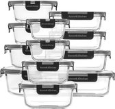 Savoré Kitchen Vershoudbakjes Set - Meal Prep Bakjes - Diepvriesbakjes Glas - Luchtdicht - 12 Stuks
