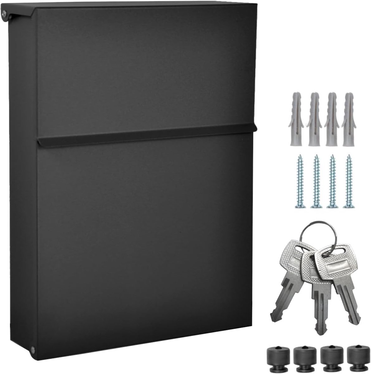 Famanu - Designer brievenbus wandbrievenbus zonder krantenvak zwart mat RAL 9017 Mini 30x23 cm