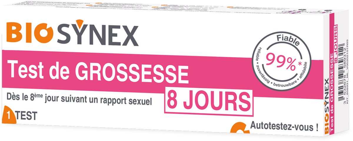 Biosynex - Zwangerschapstest 8 Dagen - Extra Gevoelige Urinetest - 10 mIU/ml - Voor Vroege Detectie - 2 Tests