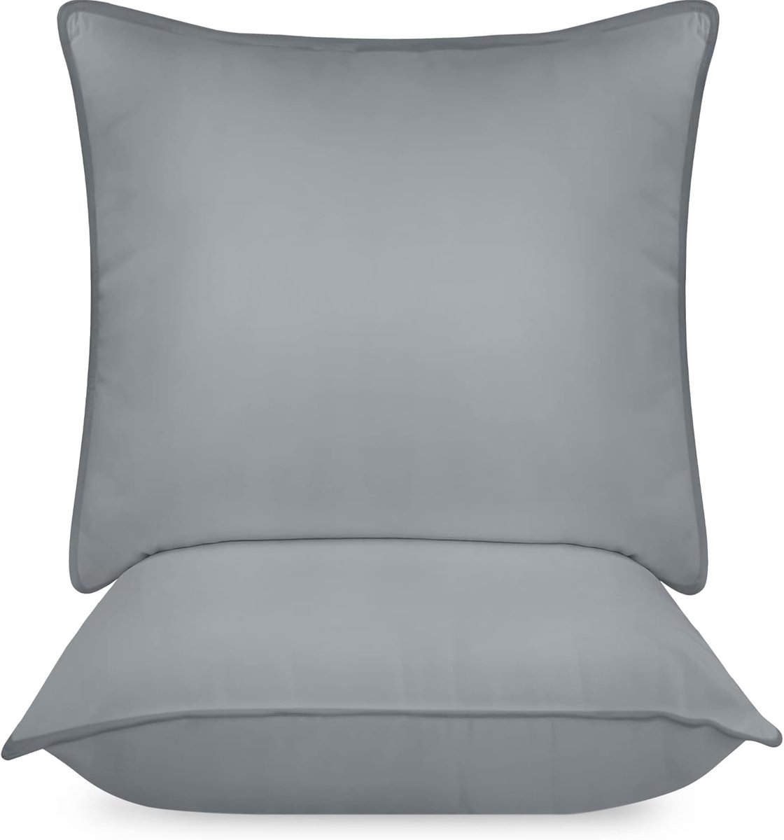 Famanu Bedding Premie Kussen (Set van 2), 60 x 60 cm Beddenkussens, Zachte Stof met Holle Vezelvulling (Grijs)