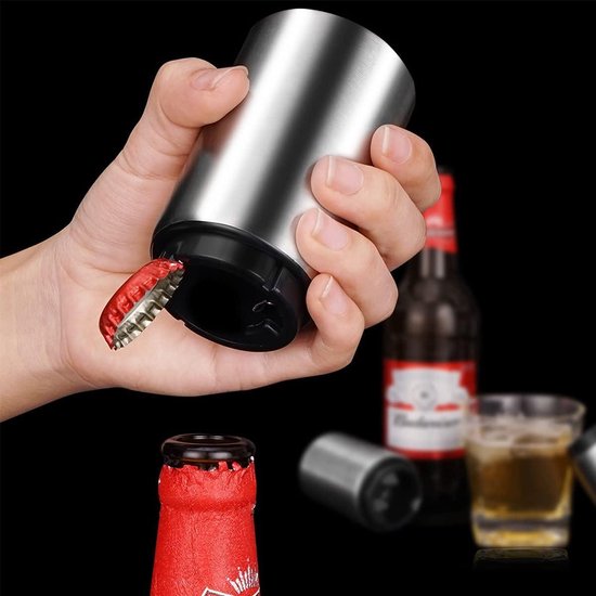 Automatische Roestvrijstalen Flessenopener - Efficiënte Push Down Gadget Voor Bierliefhebbers