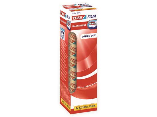 Tesa Plakband film transparant formaat 19 mm x 10 m 8 rolletjes