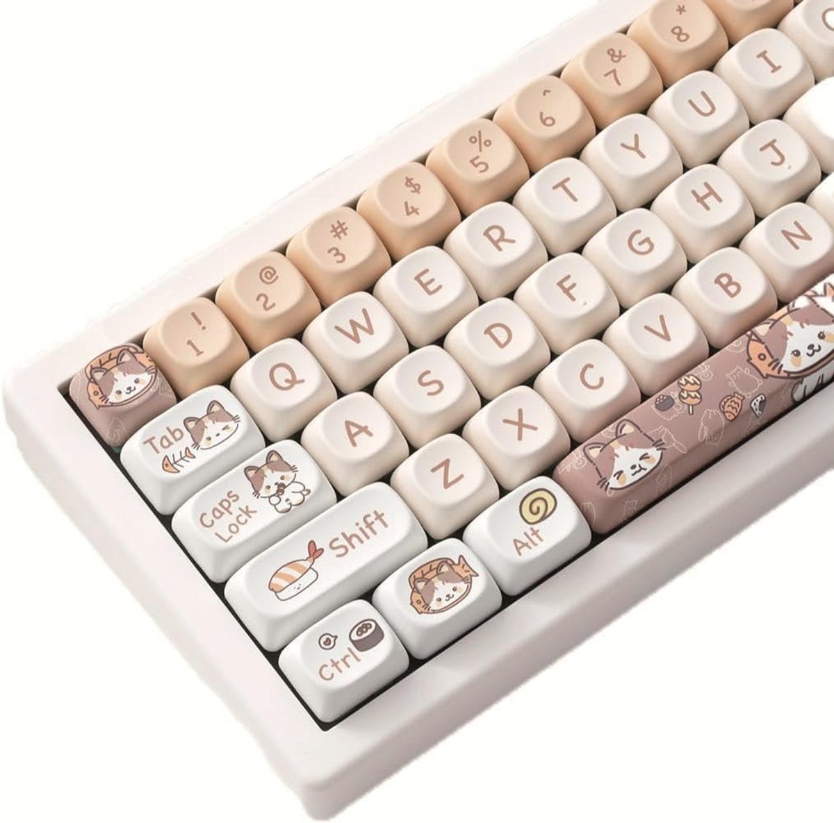 Schattige Katten Keycaps Set voor Mechanische Toetsenborden - 142 PBT MOA Keycaps