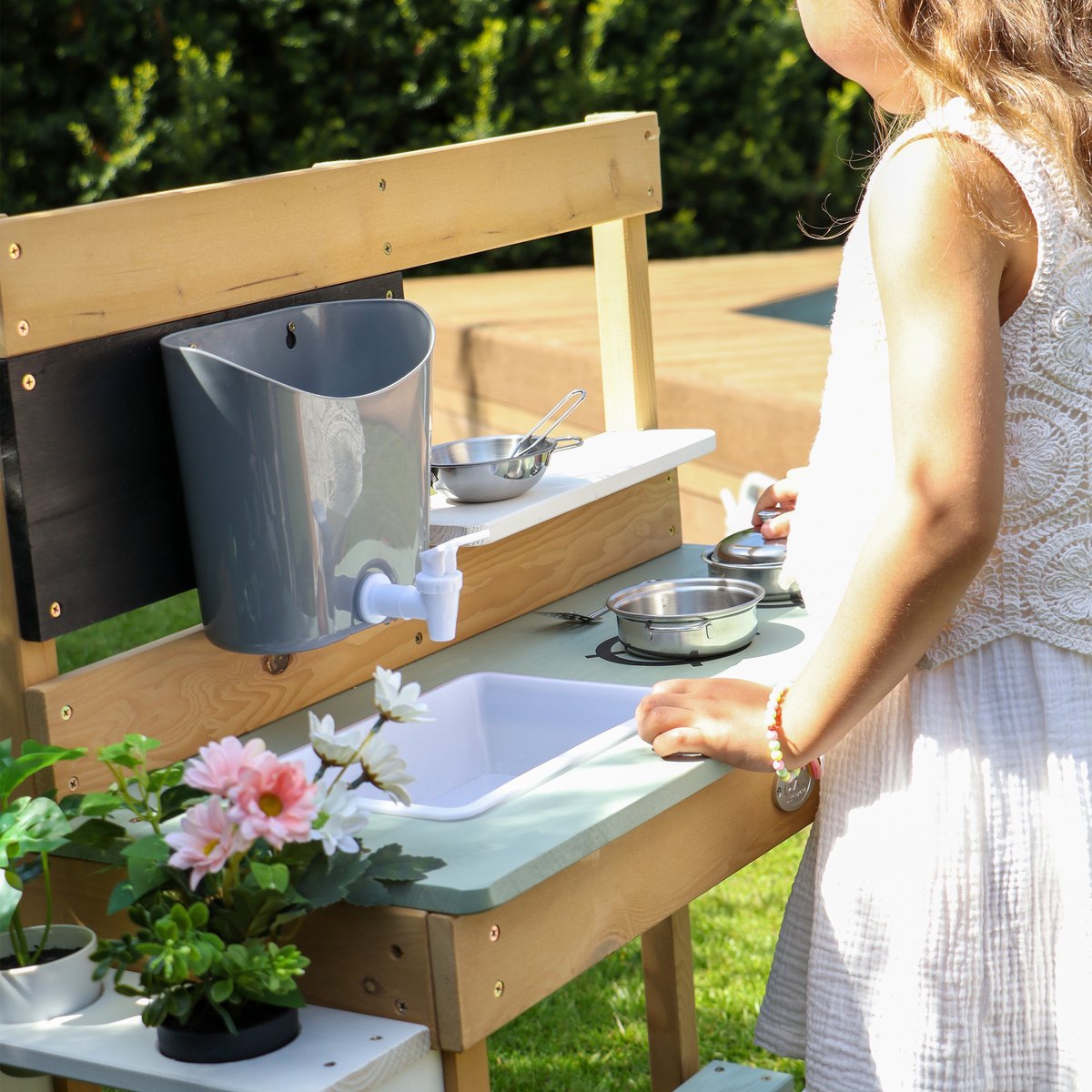 AXI Puck Zand & Water Speelkeuken Bruin/groen - Incl. 6-delige accessoire set - Modder Keuken — afbeelding 10