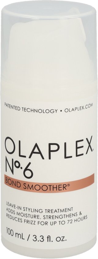 Witte OLAPLEX No.6 fles met koperkleurige band en tekst.