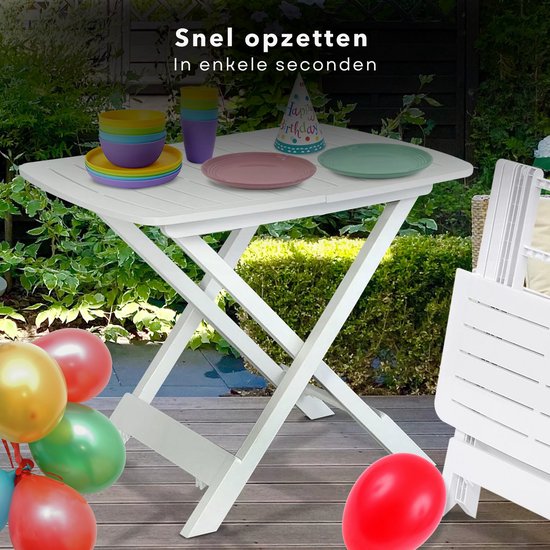 Cheqo® Camping Vouwtafel - Inklapbare Tafel voor Camping - Balkontafel - Klaptafel - Tuintafel Inklapbaar - Lichtgewicht Kunststof - Wit - Ideaal voor Tuin van Merkloos — afbeelding 5