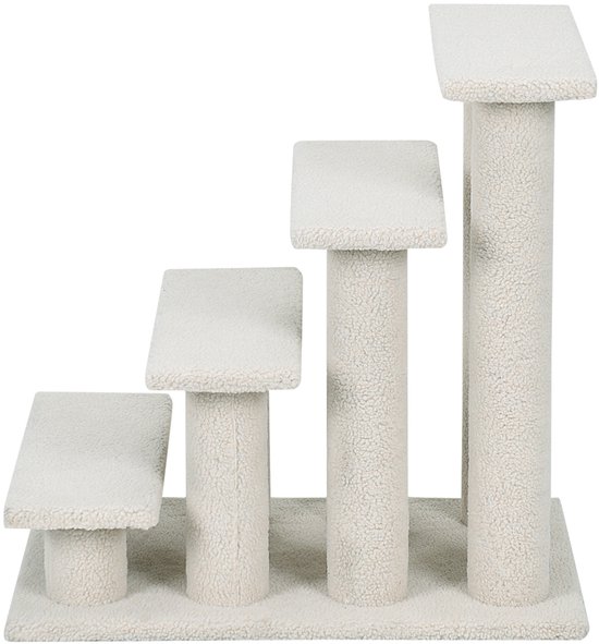 COSTWAY Dierentrap, kattentrap, klimboom, kattenboom, trap voor kat tot 25 kg, huisdiertrap klein, speelboom 4 uitzichtplatforms, 61 x 41 x 60 cm, spaanplaat