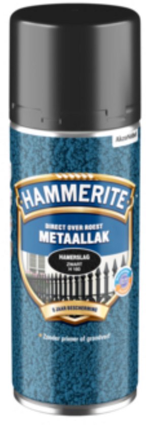 Hammerite metaallak spuitbus met hamerslag effect in blauw.