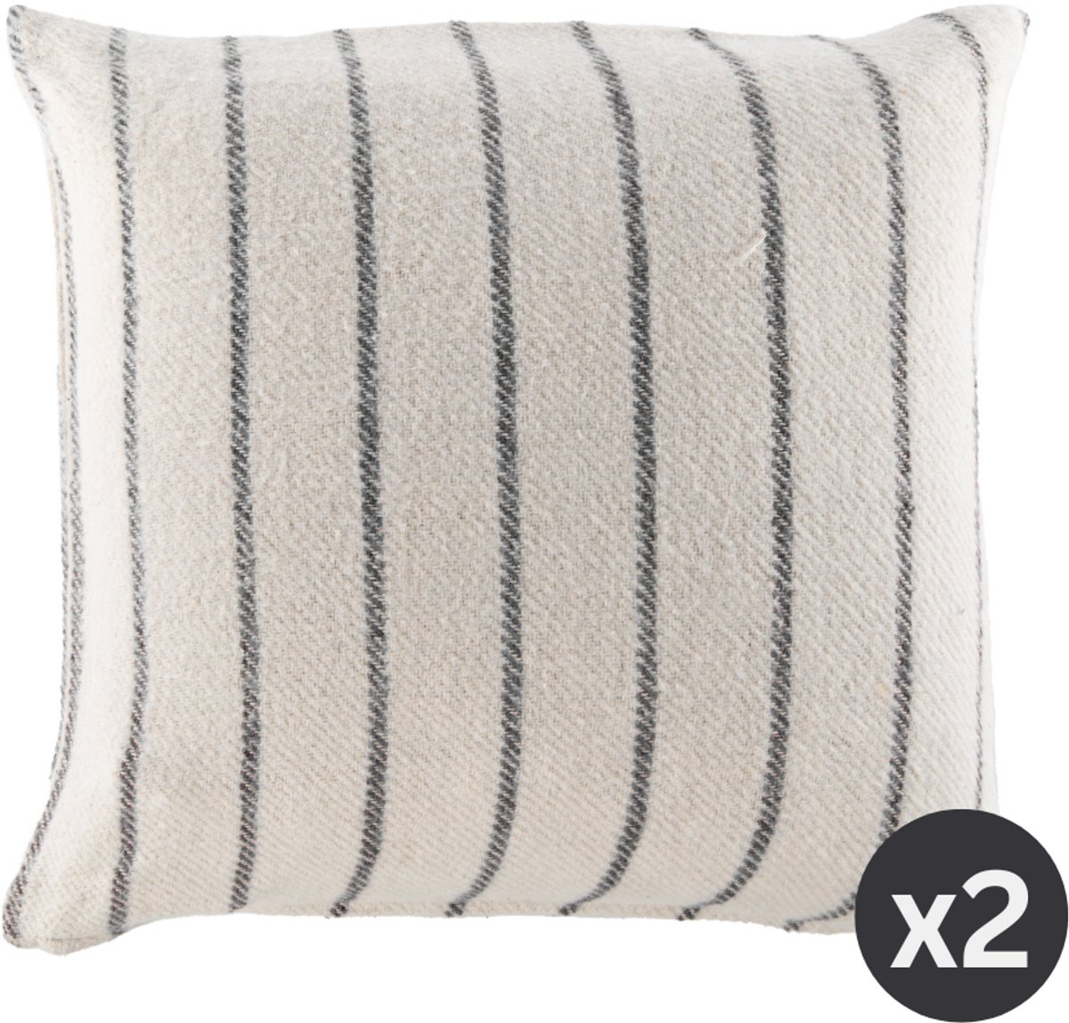 Tiseco Kussen ALMA (gevuld) - SET/2 - gestreept - 45x45 cm, zwart BLACK