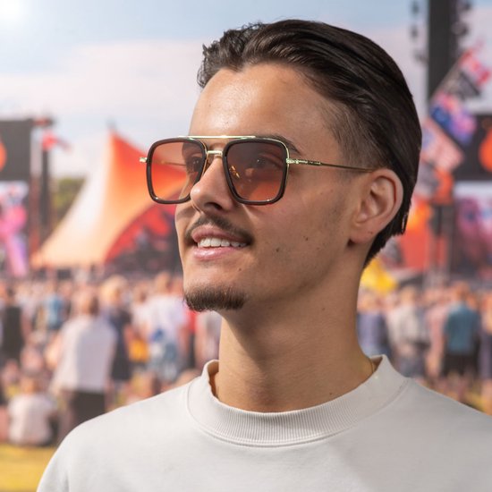 Freaky Glasses - Zonnebril classic - Festivalbril - Bril - Feest - Glasses - Heren - Dames - Unisex - Kunststof - bruin - goud van Freaky Glasses — afbeelding 4