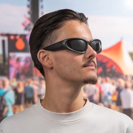 Zonnebril - Zonnebrillen - Festival bril - Rave bril - Glasses - Sportief model - Zwart - Zwarte glazen van Onbekend — afbeelding 3