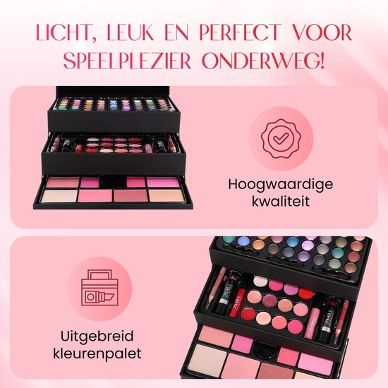 OOOK Set De Maquillage Pour Enfants Avec Table, Chaise Et Miroir - 15 Accessoires Inclus, Rose