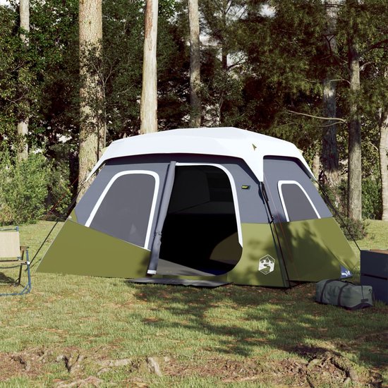 vidaXL - Tent - met - LED - 6-persoons - snelontgrendeling - lichtgroen van Vidaxl — afbeelding 3