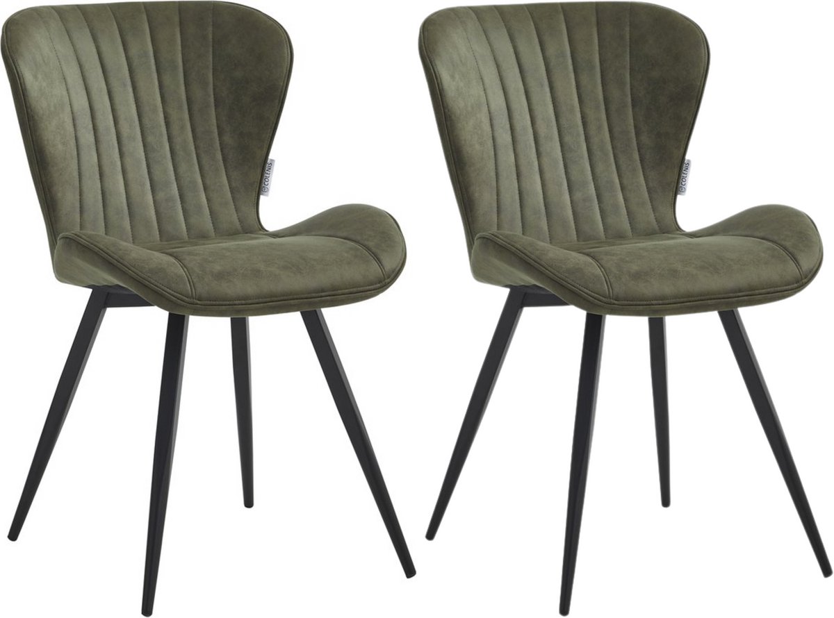 Colenis Star Eetkamerstoel - Set van 2 - Groen - Microvezel - Microfiber - Industrieel - Design - Eetkamerstoelen - Stoel