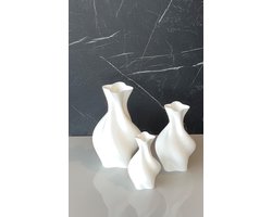 Studio Vaseo Quatro Flowa Wit – Set de 3 Vases – Impression 3D – Design durable – PLA