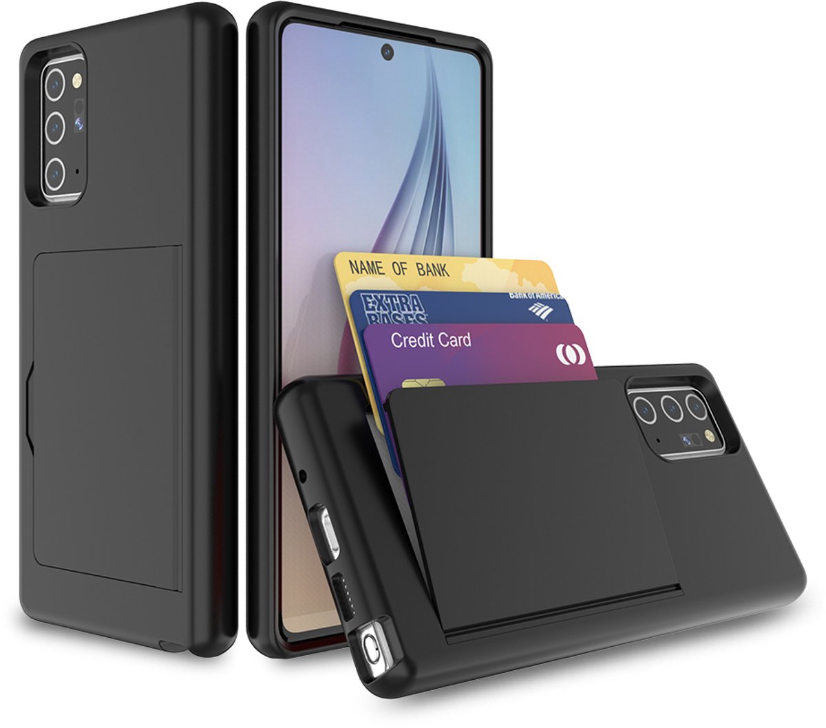 Smartphonica Telefoonhoesje Geschikt voor Samsung Galaxy Note 20 sterk TPU met pasjeshouder - TPU strong case with card slot - Zwart geschikt voor Samsung Galaxy Note 20