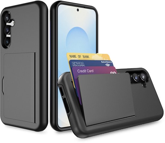 Smartphonica Telefoonhoesje Geschikt voor Samsung Galaxy S25 sterk TPU met pasjeshouder - TPU strong case with card slot - Zwart geschikt voor Samsung Galaxy S25