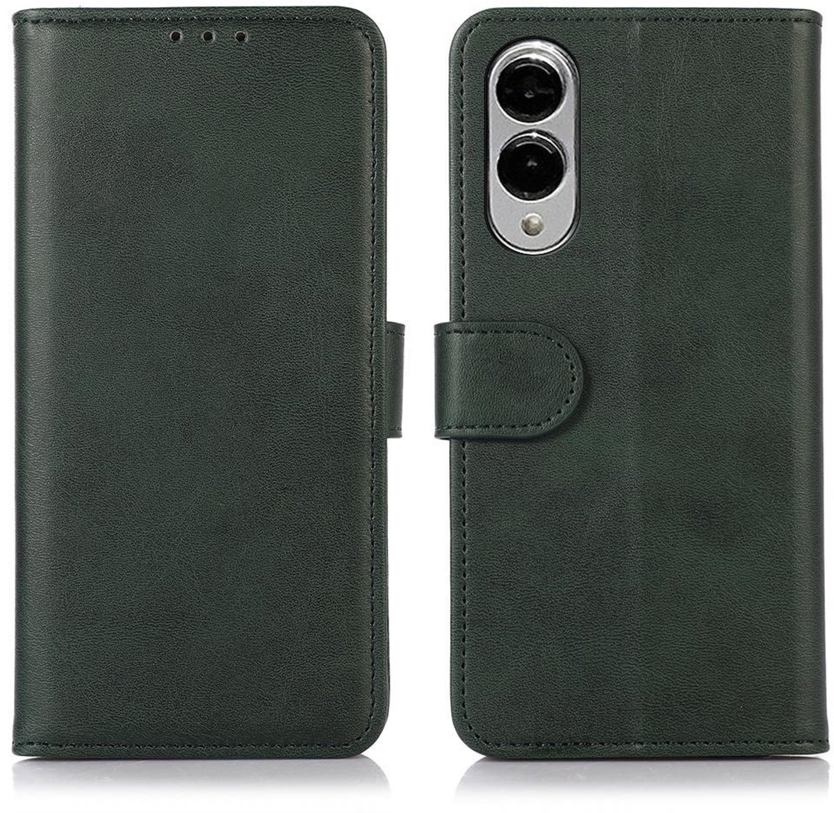 Mobigear Telefoonhoesje geschikt voor Samsung Galaxy S25 Edge Hoesje | Mobigear Wallet Bookcase Portemonnee | Pasjeshouder voor 3 Pasjes | Telefoonhoesje voor Pinpas / OV Kaart / Rijbewijs - Groen