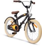 SJOEF Cruise Jongensfiets 18 inch Mat Zwart | Kinderfiets 5, 6 & 7 jaar | Kledingmaat 110-123 | Fiets 18 inch