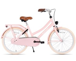 SJOEF City Meisjesfiets 24 inch | Kinderfiets voor Meisjes van 8 tot 12 jaar | LED verlichting | Inclusief Slot |Omafiets 24 inch | Roze
