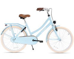 SJOEF City Meisjesfiets 24 inch | Kinderfiets 8 tot 12 jaar | LED Verlichting | Inclusief Slot | Licht Blauw
