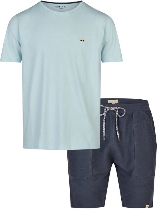 Revise RE-950 Korte herenpyjama, pyjama voor heren, 100% katoen, blauw geruit, L