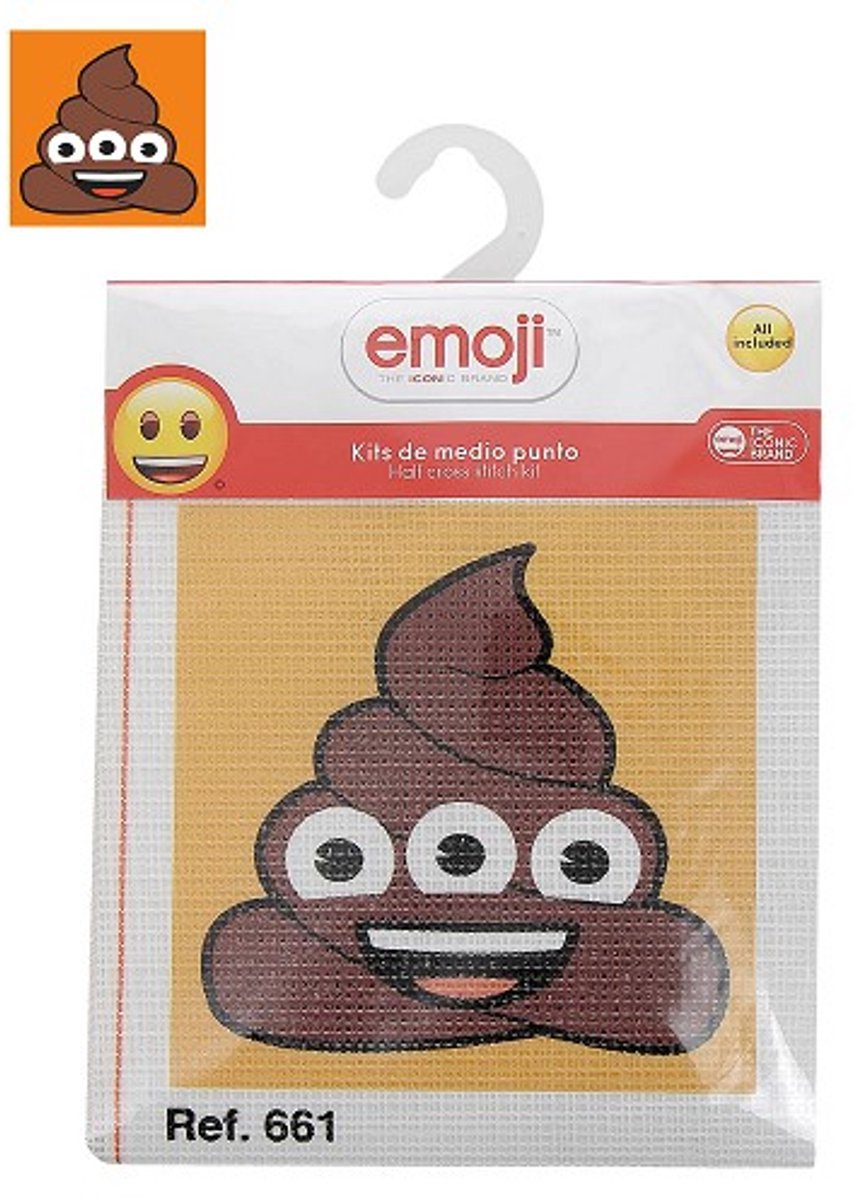 Borduurpakket voorgedrukt Emoji Drol