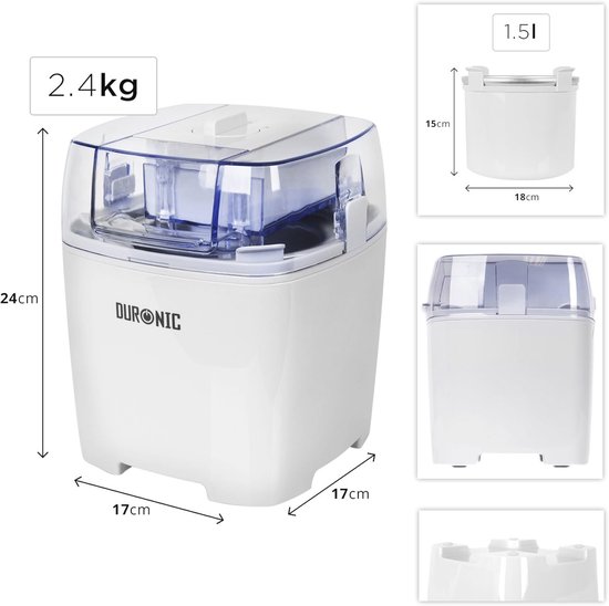 Zelfgemaakte IJsmachine - 540 W - 1,5 L Kom - Maak Binnen 30 Minuten Roomijs, Sorbet en Yoghurtijs — afbeelding 3