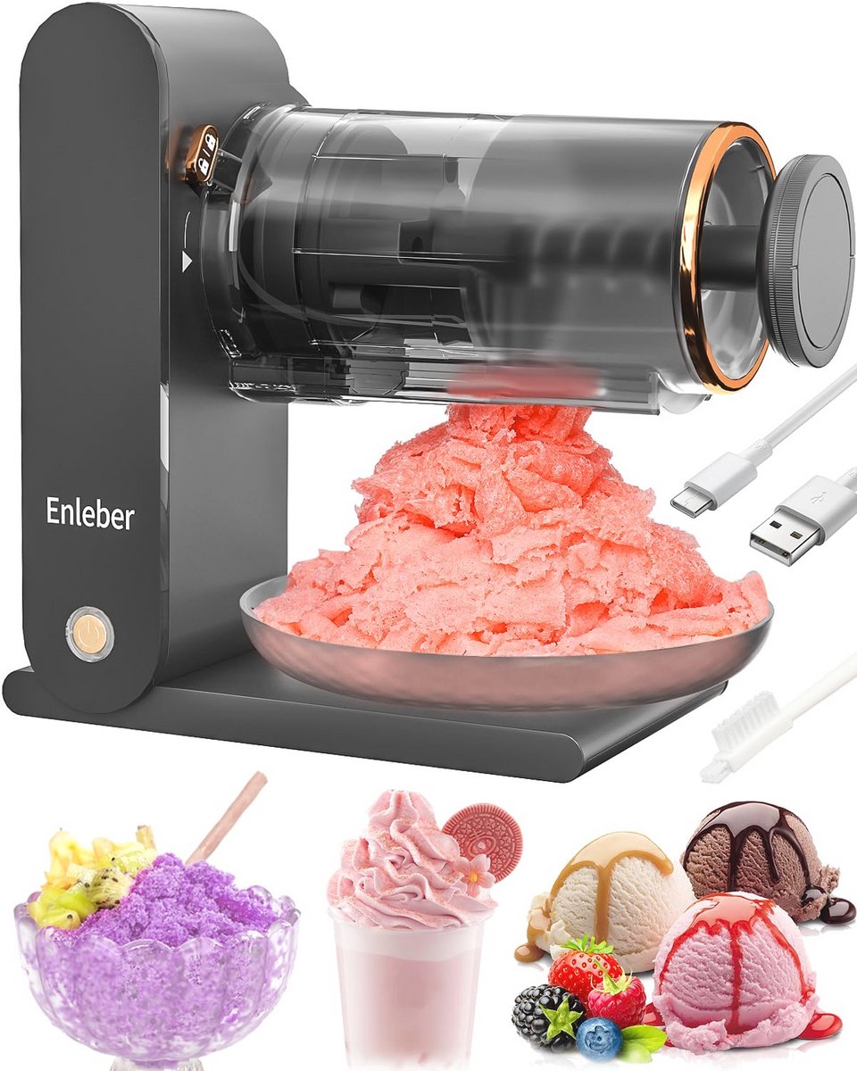 Elektrische IJsvergruizer en Slushiemaker - Oplaadbare Sneeuwkegelmaker voor Sorbets, Smoothies en Cocktails