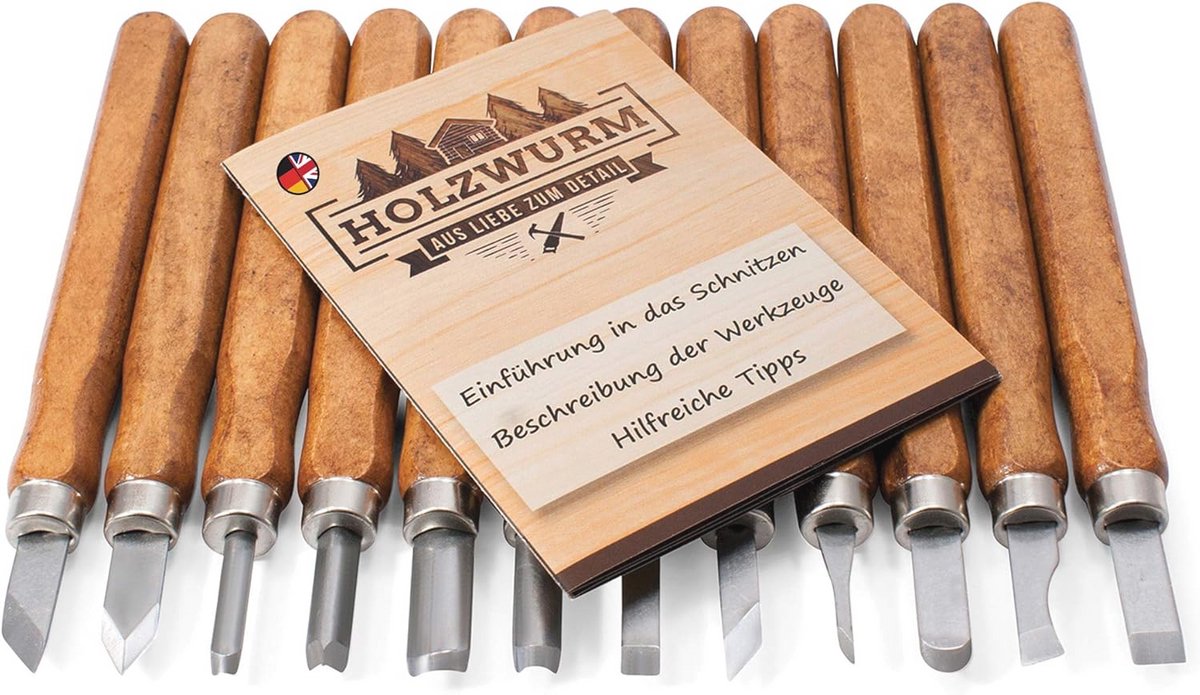 Snijgereedschapsset voor hout, groenten, fruit en meer - 12 delige set