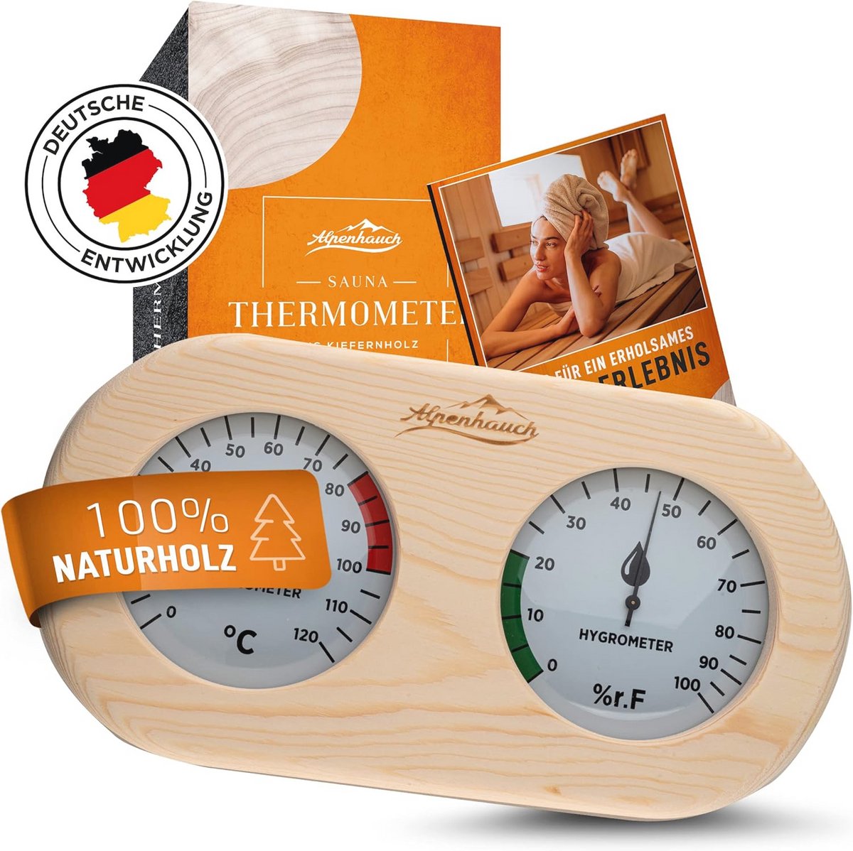 Nauwkeurige sauna thermometer en hygrometer 2-in-1 - Automatische kalibratie voor perfecte temperatuur en luchtvochtigheid