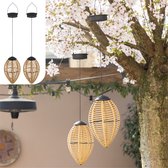 Bol.com Gadgy Solar Hanglampen Buiten – Set van 2 – Rattan Look – LED Solar Tuinverlichting – Warm Licht – Spatwaterdicht – Zonn... aanbieding