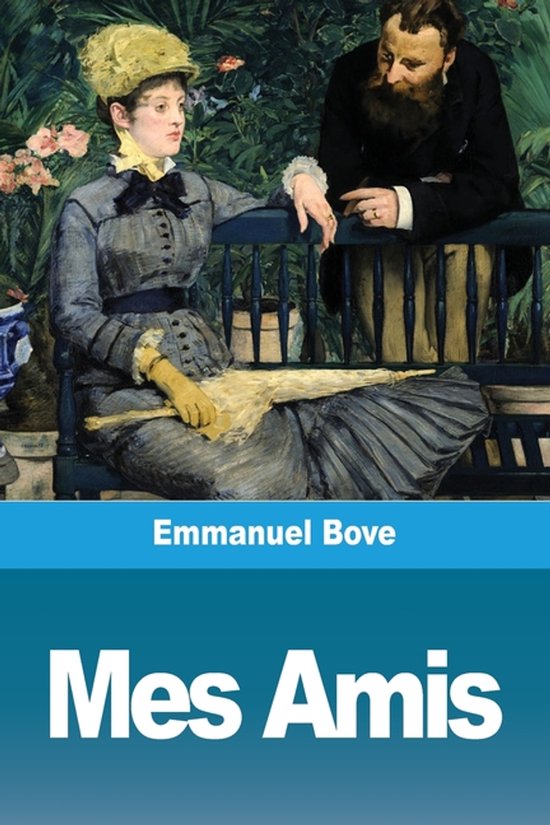 Un homme et une femme sont assis sur un banc. La femme porte un chapeau jaune et une robe grise. Le titre 'Mes Amis' est en bas.