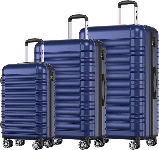 TRVLMORE kofferset 3-delig – 38L/70L/110L – blauw