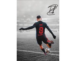 foto van Pedri Poster Ingelijst | FC Barcelona Sterspeler | Voetbal Muurdecoratie | Inclusief Zwarte Lijst