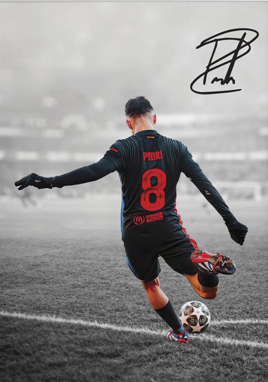 Affiche encadrée Pedri | Joueur vedette du FC Barcelona | Décoration murale de Voetbal | Y compris la liste noire