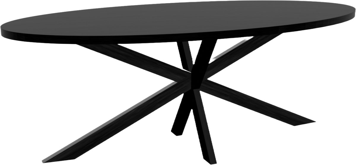 Eettafel ovaal melamine 210cm Tommy zwart ovale tafel