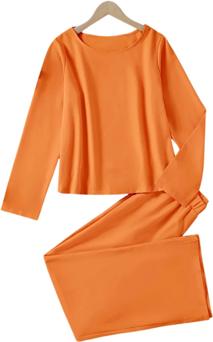 Nivard Linnen Broek Dames Zomerbroek Volwassenen Lange Broek Pantalon Strandbroek Zomer Ibiza Stijl Oranje
