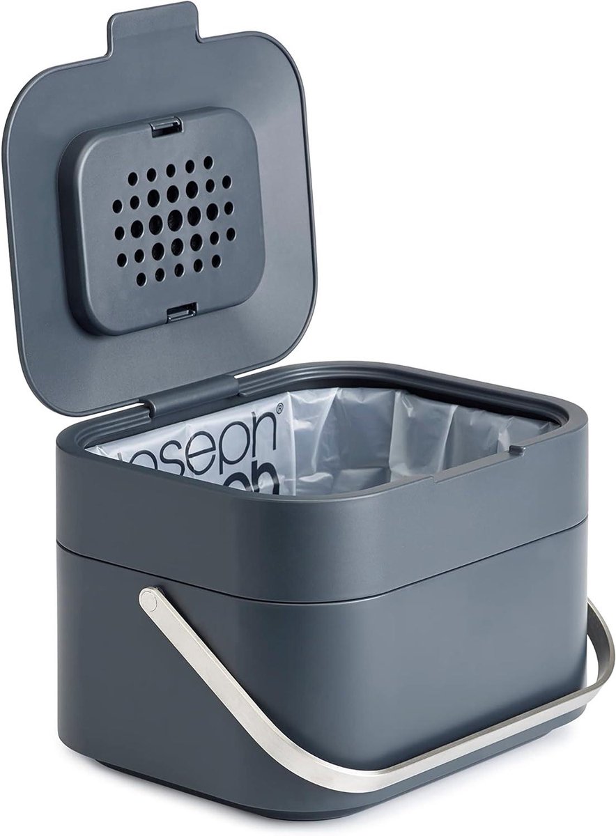 Intelligent Waste Stack 4 Keuken Voedselafval Compost Caddy Recycling Bin met Geurfilter 4 Liter / 1 Gallon- Grafiet