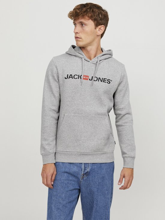 Jack and Jones Hoodie Grijs Avec Logo Et Poche Kangourou Regular Fit - XS