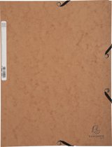Exacompta 25x Chemise 3 rabats à élastiques carte lustrée 400g/m2 - A4 - Tabac - 55524E